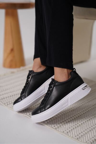 Zerenyus Nova Premium Women's Black Sneaker with Silver Detail