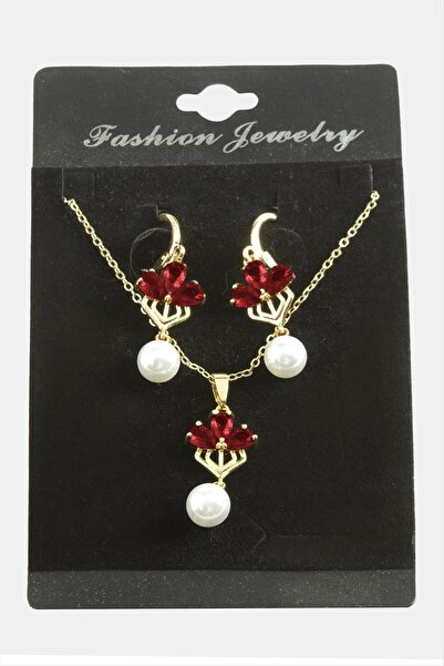 Marsilyan Flower Pearl Zircon Stone Set Necklace Ilkel-Bjt940