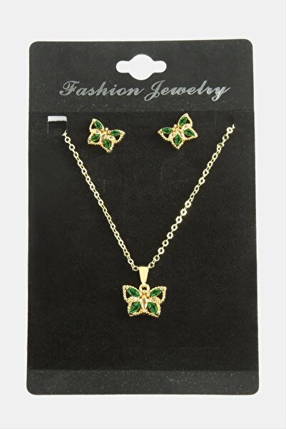 Marsilyan Butterfly Zircon Stone Set Necklace Ilkel-Bjt940