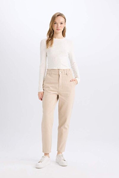 DeFacto Paperbag Gabardine Pants Standard Leg Pocket S2790Az25Sp