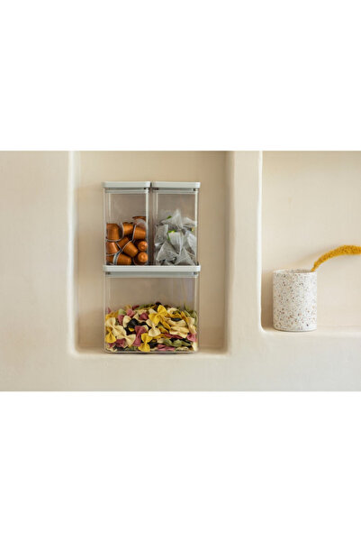 Brabantia Tasty+ Stackable Storage Boxes 1008880, 2x1.6l+1x3.5l, BPA Free, Tight Closure, Light Grey