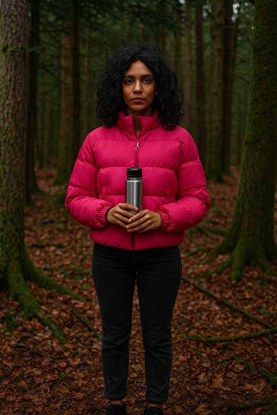 MODA Women's Fuchsia Puffer Coat - Zippered Quilted Winter Sports Coat