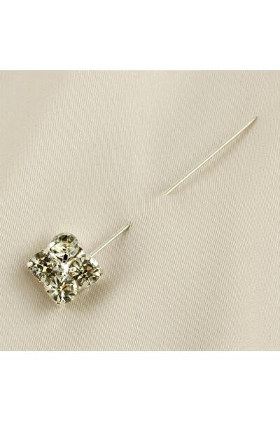 glovia bijuteri MSA-SHOP دبوس وشاح مرصع بالأحجار - لون فضي