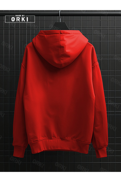 EFFRENATU Women's Red Oversize Hooded Sweatshirt Hoodie – Floral Digital Print