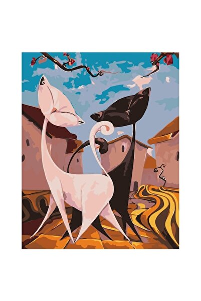 Painting by numbers Set pictura pe numere Pisici, panza bumbac pe rama lemn, ...