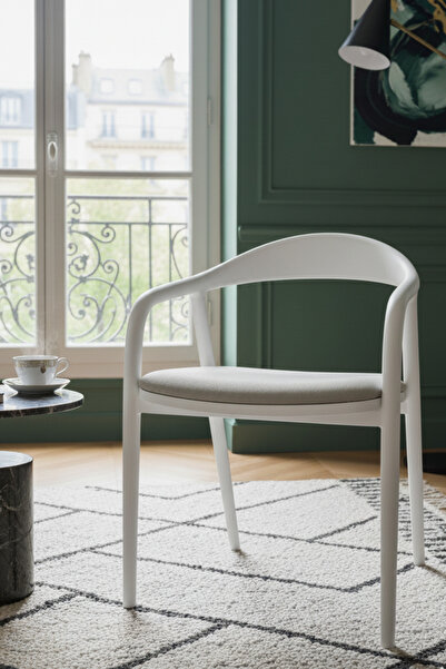 Woodenbend Delfi Beyaz Ahşap Sandalye – Modern İskandinav ve Konforlu Tasarım