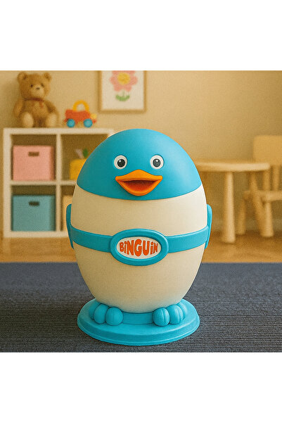 NETAKS Binguin 9 Litre Penguen Şekilli Çöp Kovası – Çocuk Odası Dekoratif Atık Kutusu
