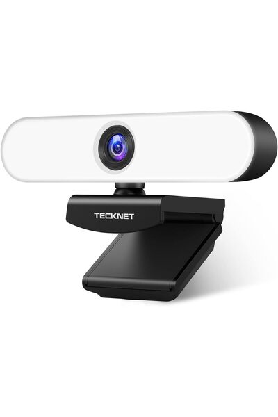 TECKNET 1080P Webcam with Microphone for Desktop, Streaming Webcam with 3-Level Brightness