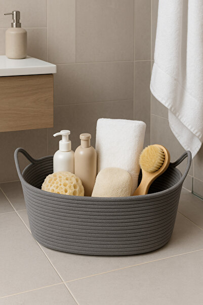 MaVaux Wicker Jute Decorative Basket 20X30X50 Cm, Toy, Laundry, Bathroom, Kitchen and Organizer Storage Basket