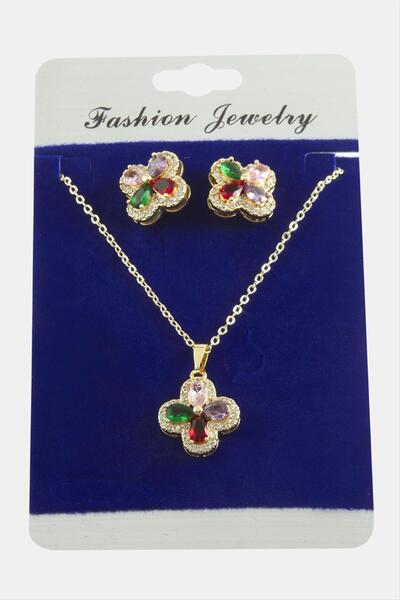 Marsilyan Flower Zircon Stone Set Necklace Ilkel-Bjt940