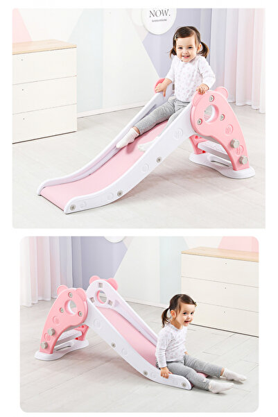 Nichiduta Garden Pink Teddy Bear indoor/outdoor slide with rounded edges, wide steps, protections