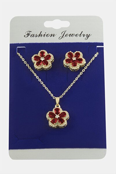 CT STONES Flower Zircon Stone Set Necklace