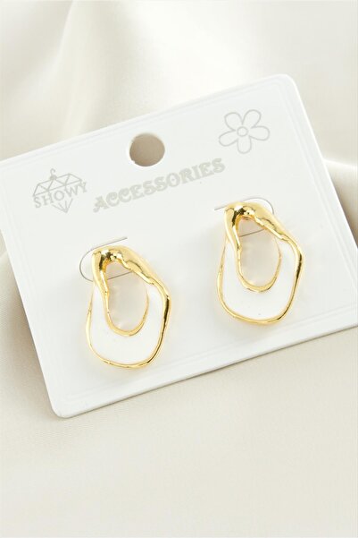 TakÇalıştır Oval Enamel Metal Earrings