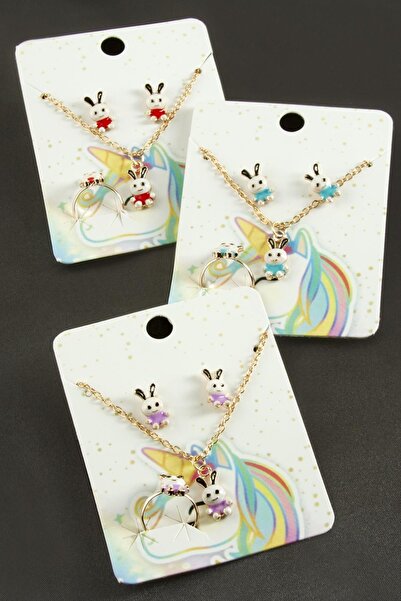 Ronanna Rabbit Enamel Set Necklace