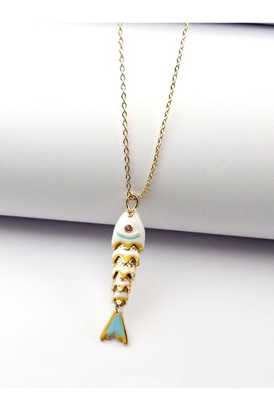 Siya Silver Kararmaz Çelik 14 Ayar Altın Kaplama Renkli Mineli Hareketli Balı...