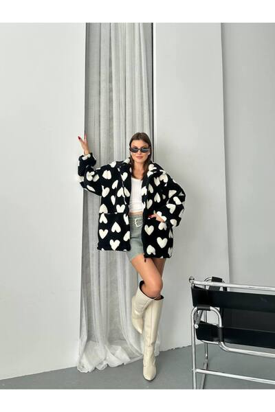 Bella Breeze Kadın Kalp Desenli Polar Mont