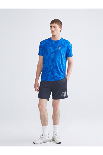 LC Waikiki Μαύρο ανδρικό σορτς οπαδών της Ρεάλ Μαδρίτης με τύπωμα Standard Fit