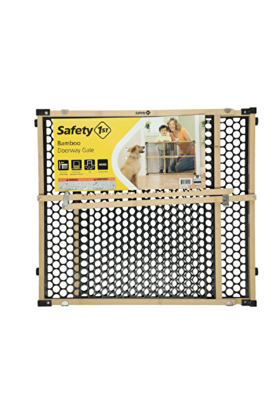 Safety 1st بوابة مدخل من الخيزران باللونين البني والأسود