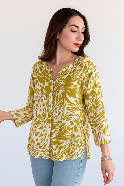 citycenterfashion Women's Plus Size Fold Sleeve Shirt Blouse cty-akc-uzd1 100% Cotton Organic Linen