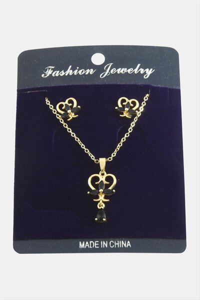 Marsilyan Heart Zircon Stone Set Necklace Ilkel-Bjt940