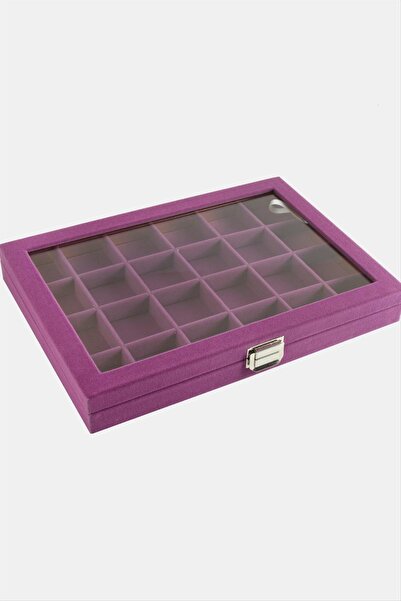 Genel Markalar 24 Bölmeli Cam Kapaklı Anfora Kumaş Sunum Tablosu 24*34 cm