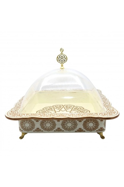 ORIAN Square wooden cake plate with acrylic cover