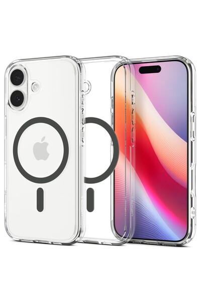 Spigen iPhone 17 ince MagSafe Kılıf Ultra Hybrid MagFit Clear Graphite Şeffaf...