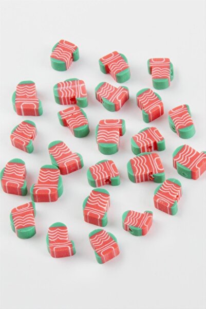 ZERO LAND Hn-Shop Socks New Year's Fimo Beads 100 Pieces-Red