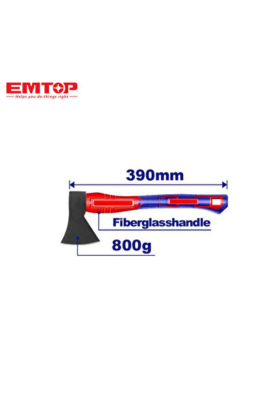 EMTOP Professional Axe - 800g x 39cm | Cutting power and lasting durability for chopping, carving and camping