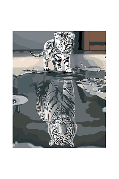 Painting by numbers Set pictura pe numere Tigru, panza bumbac pe rama lemn, 4...