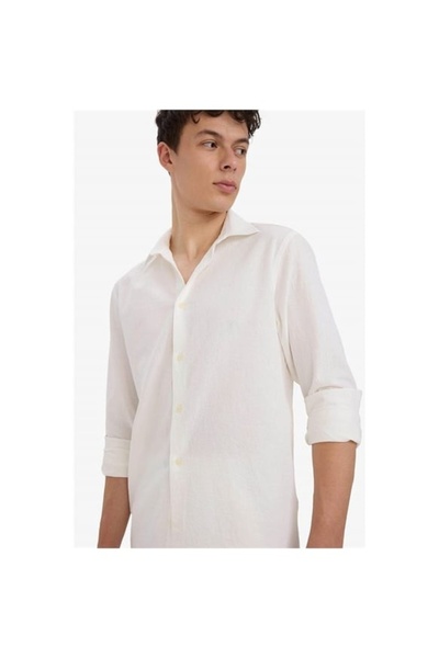 DeFacto Men's Long Sleeve Shirt E7741Ax/Er105 Ecru