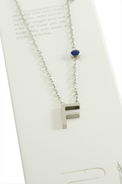 ZERO LAND قلادة فضية اللون من الفولاذ من ALLZEY - حرف F