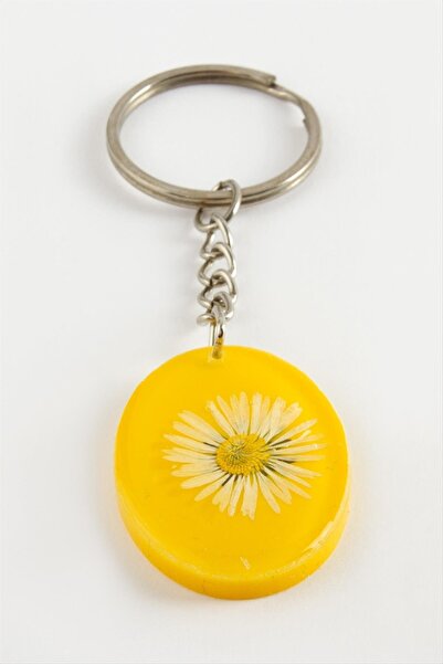 Marsilyan Daisy Oval Epoxy Keychain