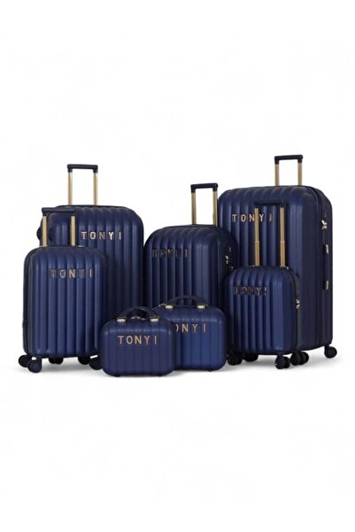 Tonyi طقم شنط سفر - مكون من 7 قطع يشمل 5 شنط تروللي وشنطتين للمكياج -بكفرات دبل -وسحاب توسعه