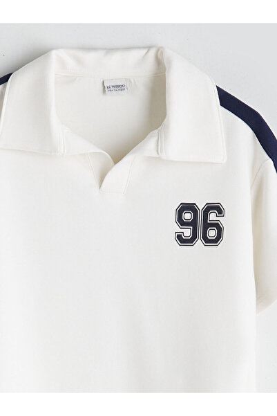 LC Waikiki Ecru Polo Collar Girl's T-Shirt