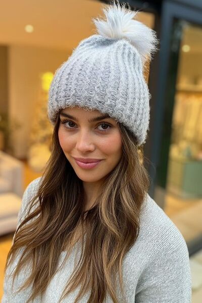 LAGRANZE Premium Pompom Furry Knit Beanie