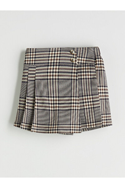 LC Waikiki Elastic Waist Plaid Girl's Shorts Skirt