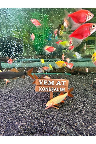 Genel Markalar Akvaryum Tabela Dekoru Yem At Konuşalım 4.5x5 cm Suya Batan Model