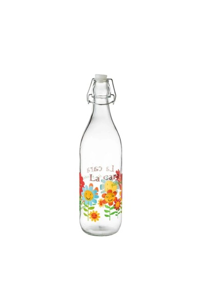 ORIAN Sunflower design glass bottle with pressure cap