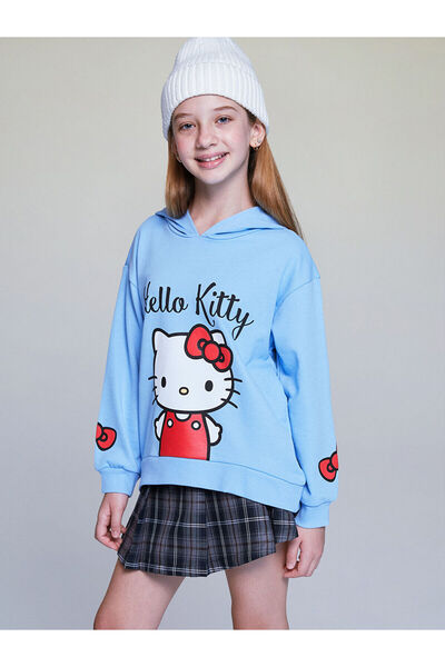 LC Waikiki Пек Нова колекция Суитшърт с качулка и принт Hello Kitty за момичета