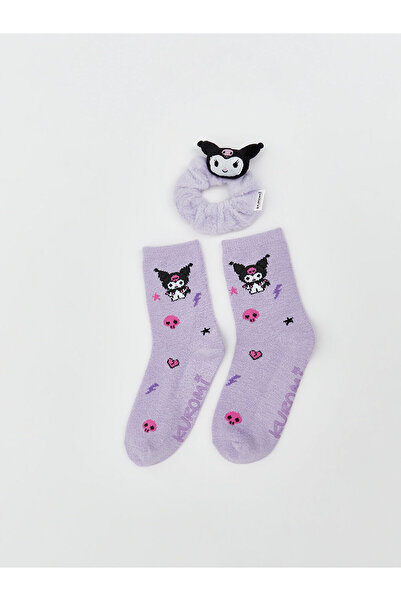LC Waikiki Peak New Season Kuromi Patterned Non-Slip Sole Girls' Home Socks and Buckle