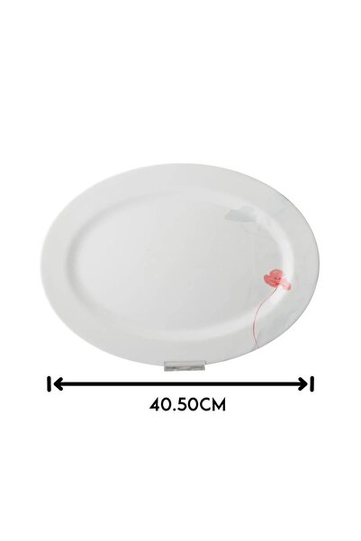 ORIAN Large white melamine dinner plate, 40.5 cm, floral pattern