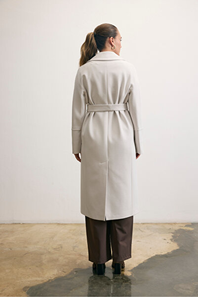 KENT Belted Long Cashmere Light Gray Coat