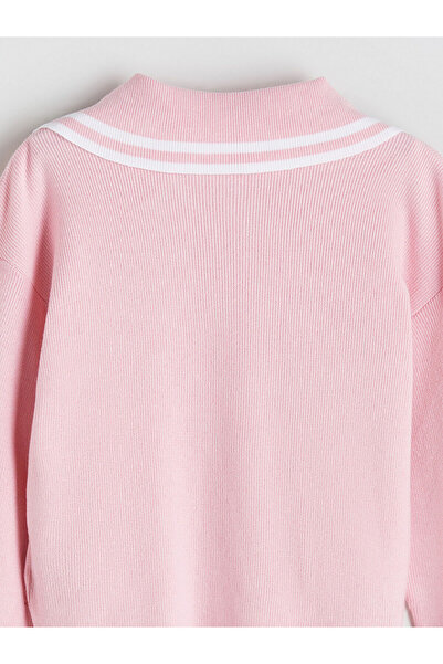 LC Waikiki Pembe Polo Yaka Kız Çocuk Kazak