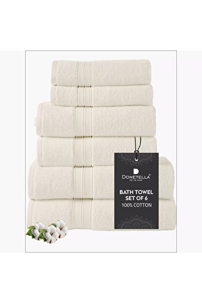 Generic DONETELLA 6-Piece 600 GSM Combed Cotton Bath Towel Set