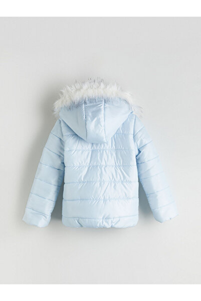 LC Waikiki Mavi Kapüşonlu Kız Çocuk Şişme Mont