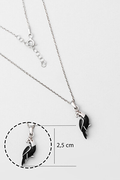 So CHIC... Sevimli Papağan 18 Ayar Beyaz Altın Kaplama 33 Cm Gümüş Kolye
