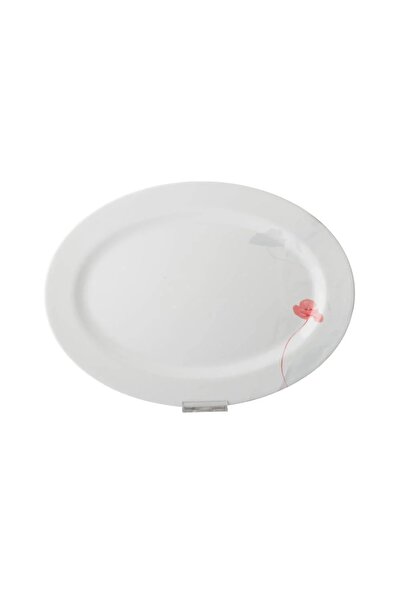 ORIAN Large white melamine dinner plate, 40.5 cm, floral pattern