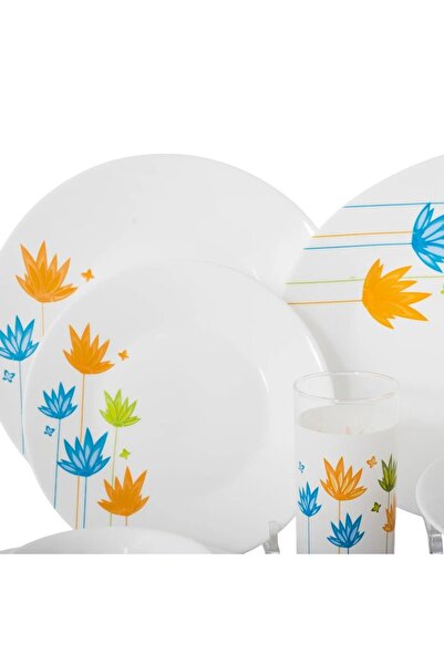 ORIAN Arcopal dinner set with soft patterns, 46 pieces, for 6 people