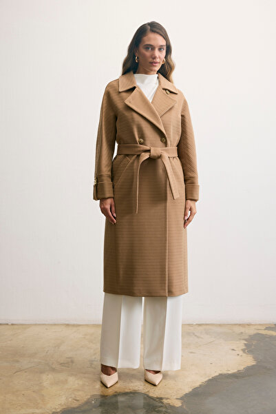 KENT Classic Long Camel Coat with Belt